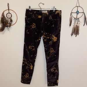 Free People Brown Velvet Floral Pants